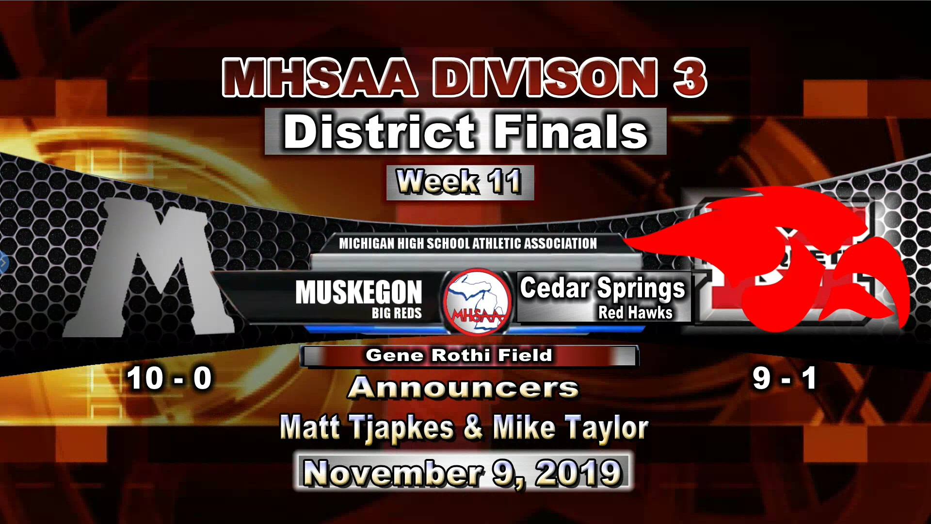  11-09-19 Football Muskegon vs Cedar Springs